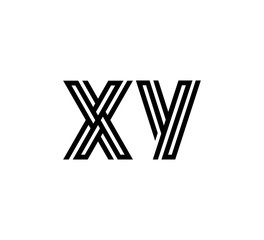 Initial two letter black line shape logo vector XY
