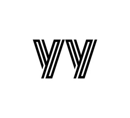 Initial two letter black line shape logo vector YY