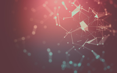 Abstract background. Molecules technology with polygonal shapes, connecting dots and lines. Connection structure. Big data visualization.