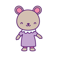 Fototapeta na wymiar cute female bear with dress cartoon character