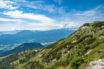 Fototapeta na wymiar mountain scenery in Austrian Alps I meet at the paths hikes