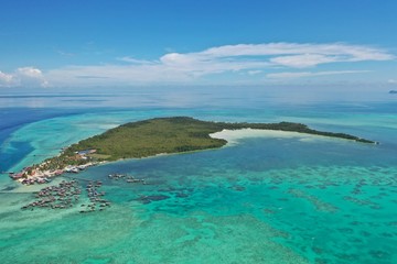 Aerial view of Omadal island in Semporna, Sabah, Malaysia.