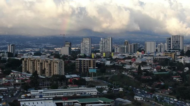 Sunset view with a rainbow in Rohrmoser, San Jose, Costa Rica