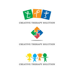 Fototapeta premium creative therapy solution logo bundle, child care logo pack