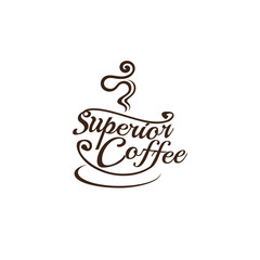 Superior Coffee shop logo template, line art logo company