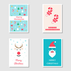 Cartoon Christmas invitation card in flat colorful color