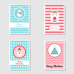 Cartoon Christmas invitation card in flat colorful color