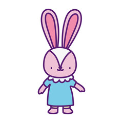cute female rabbit with dress cartoon character