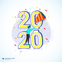 Fototapeta premium New year 2020 greeting post