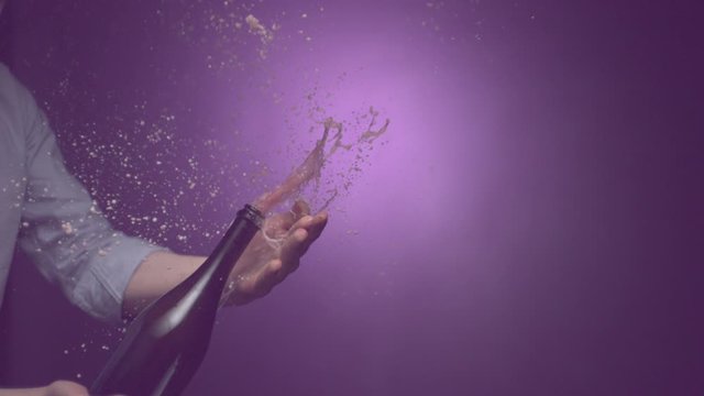 Opening A Bottle Of Champagne slow motio