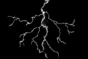 Different lightning bolts isolating on black 