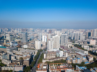 Naklejka na ściany i meble Aerial photography of bustling high-rise buildings in Asian cities