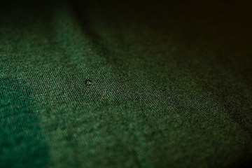 Droplet of Water on Green Fabric