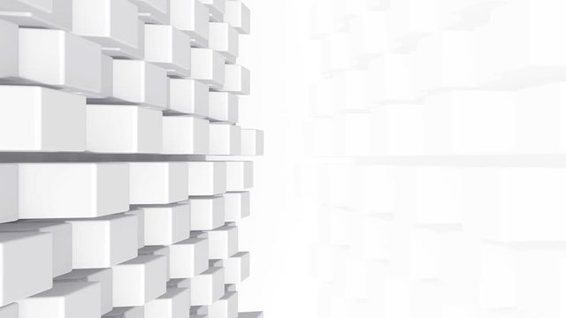Loopable modern alternative moving white cube box motion footage background.