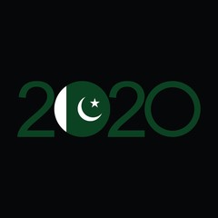 Happy New Year 2020 design template. Design for calendar, greeting cards or to printing. Pakistan 2020 vector illustration