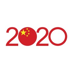 Happy New Year 2020 design template. Design for calendar, greeting cards or to printing. China 2020 vector illustration