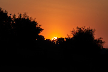 The last light of the farewell day Sunset time