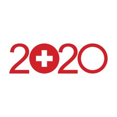 Happy New Year 2020 design template. Design for calendar, greeting cards or to printing. Swiss 2020 vector illustration