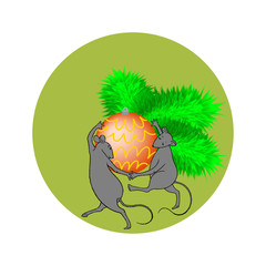 Funny mouses, symbol of 2020 year. Vector illustration for your design.