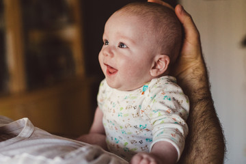 portrait of a baby on the parent hands