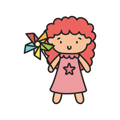 kids toy, cute little doll with pinwheel