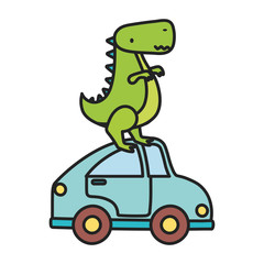 kids toy, green dinosaur and blue car toys