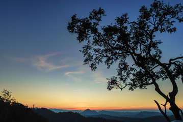 Sunset at Doi Kiw Lom, popular view point, Mae Hong Son, Thailand
