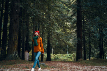 young woman hiking in forest