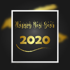 Happy new year 2020 banner.Golden Vector luxury text 2020 Happy new year. Gold Festive Numbers Design. Happy New Year Banner with 2020 Numbers  A