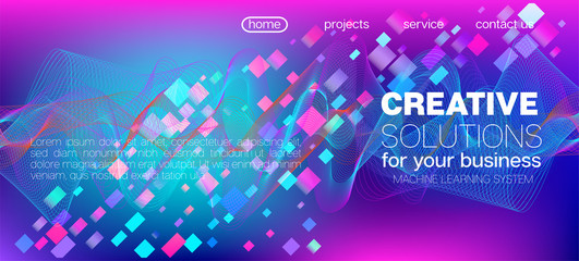 Falling Particles Distressed Purple Vector. Big Data Neon Background. 