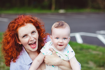 Mother and son signing together