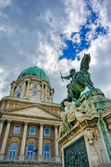 The exterior of Buda Castle located in Budapest, Hungary.