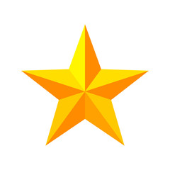 Golden star icon isolated on white background
