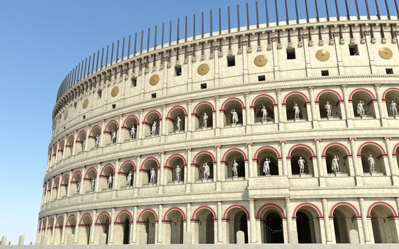 Coliseum Amphitheater In Rome Reconstruction 3d Illustration