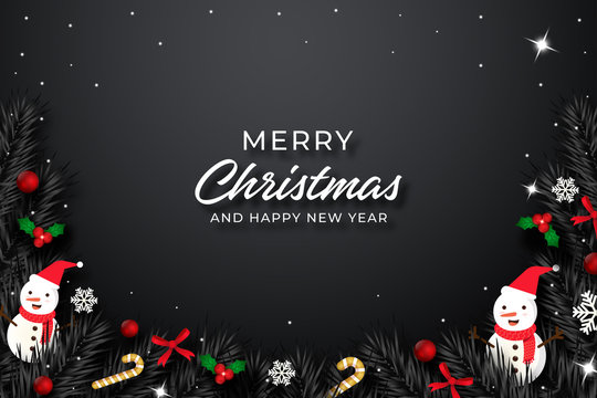 Merry christmas background with realistic decoration