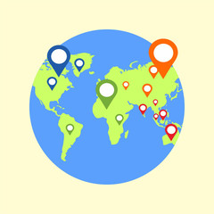 Earth globes isolated on white background. Flat planet Earth icon. Vector illustration.