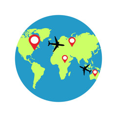 Earth globes isolated on white background. Flat planet Earth icon. Vector illustration.