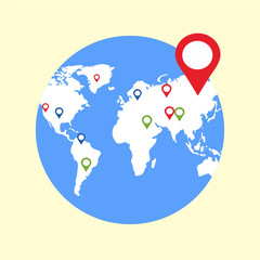 Earth globes isolated on white background. Flat planet Earth icon. Vector illustration.