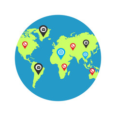 Earth globes isolated on white background. Flat planet Earth icon. Vector illustration.