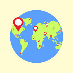 Earth globes isolated on white background. Flat planet Earth icon. Vector illustration.