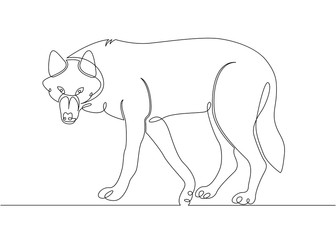 Continuous single drawn one line wild wolf