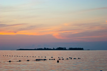 Buoys on the beach near Nassau, Banhamas