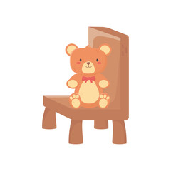 kids toy, teddy bear sitting on chair