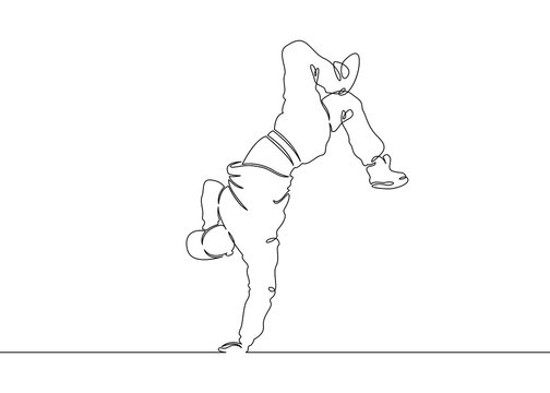 Continuous one painted single line dancer breakdance move