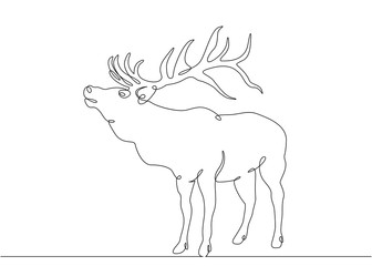 Continuous single drawn single line elk with horns