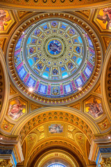 Fototapeta premium Budapest, Hungary - May 22, 2019 - The interior of St. Stephen's Basilica located on the Pest side of Budapest, Hungary.