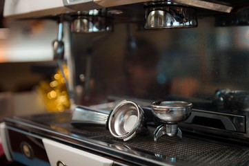 coffee tamper on coffee machine