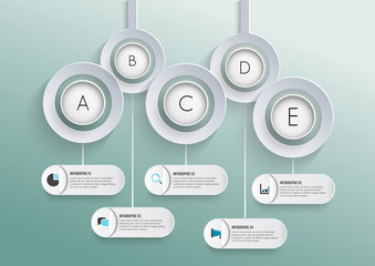 Five paper white overlapping arrows placed in horizontal row. Concept of 5 successive. For content, diagram, flowchart, steps, parts, timeline infographics, workflow layout, chart.