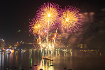 Pattaya International Fireworks Festival at Pattaya beach Chonburi, Thailand