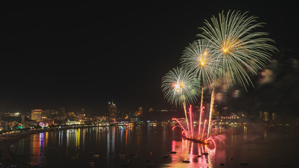 Pattaya International Fireworks Festival at Pattaya beach Chonburi, Thailand